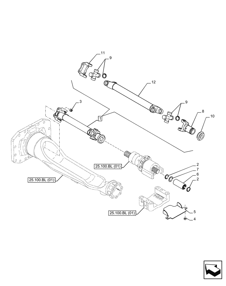 Схема запчастей Case IH PUMA 165 - (23.314.AH[03]) - VAR - 391213 - 4WD FRONT AXLE, DRIVE SHAFT (23) - FOUR WHEEL DRIVE SYSTEM