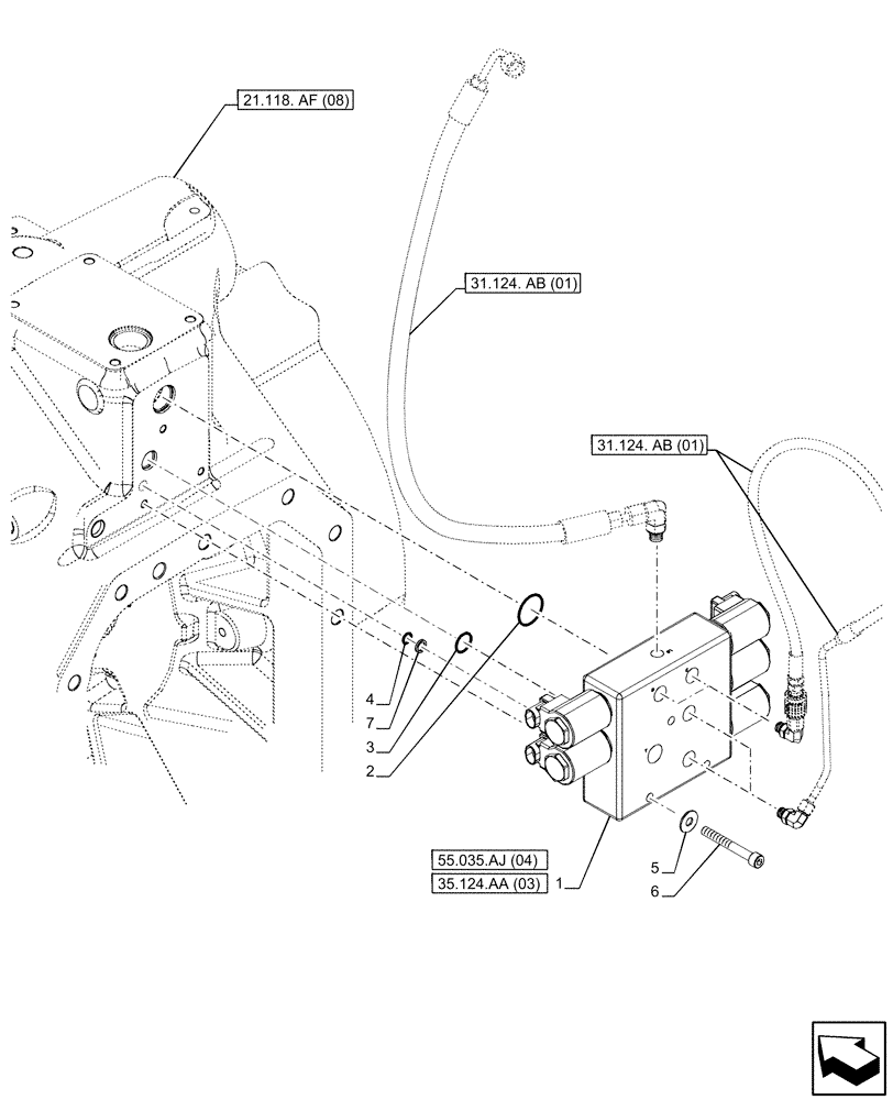 Схема запчастей Case IH PUMA 185 - (35.124.AA[01]) - VAR - 758072, 758077, 758082 - SOLENOID VALVE (35) - HYDRAULIC SYSTEMS