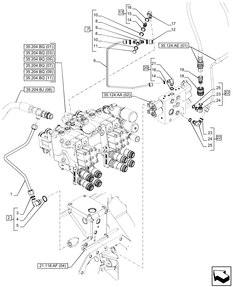 Схема запчастей Case IH PUMA 200 CVT - (35.124.AB[02]) - VAR - 758072, 758077, 758082 - SOLENOID VALVE, LINE (35) - HYDRAULIC SYSTEMS