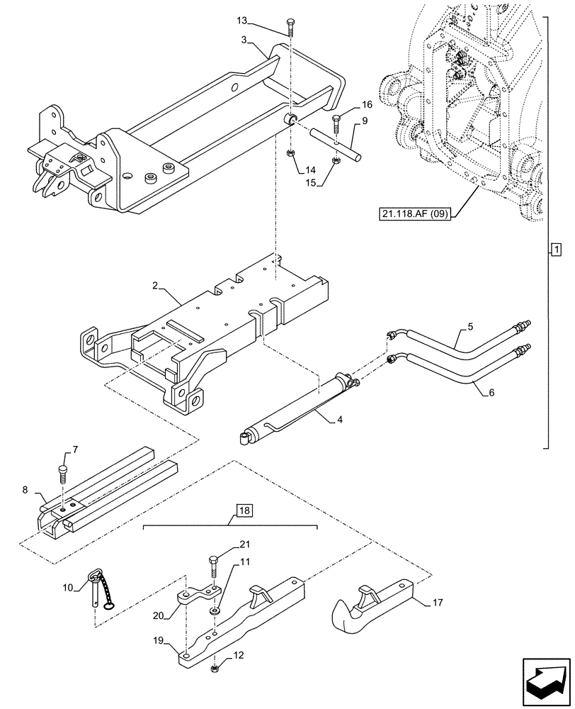 Схема запчастей Case IH PUMA 200 CVT - (37.106.AA[01]) - VAR - 758113 - TOW HOOK (37) - HITCHES, DRAWBARS & IMPLEMENT COUPLINGS