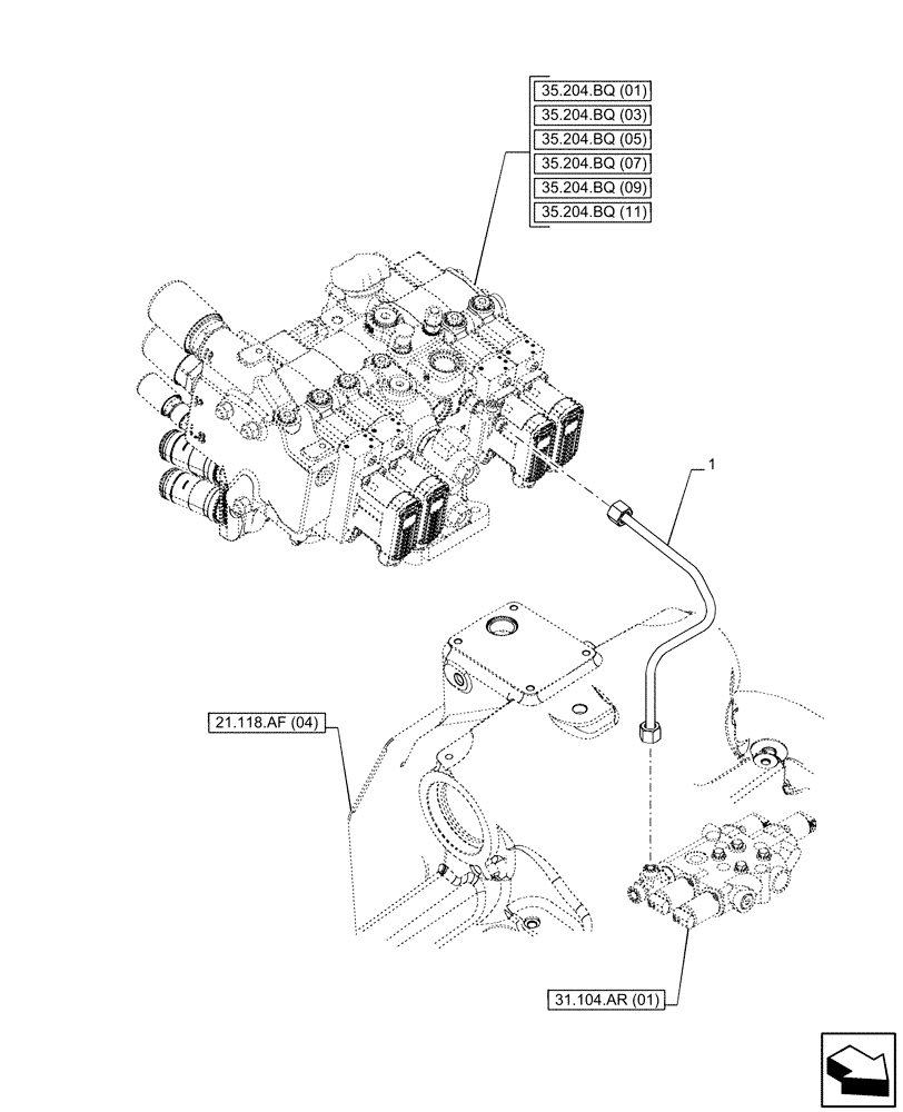 Схема запчастей Case IH PUMA 220 - (35.204.BJ[10]) - VAR - 391170, 758071, 758072, 758074, 758075, 758076, 758077, 758079, 758080, 758081, 758082, 758083 - REMOTE CONTROL VALVE, LINE (35) - HYDRAULIC SYSTEMS