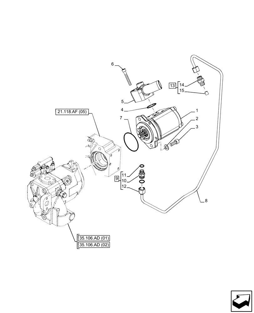 Схема запчастей Case IH PUMA 150 CVT - (35.104.AA[01]) - VAR - 391374, 391161, 391374, 758055, 758935 - HYDRAULIC PUMP (35) - HYDRAULIC SYSTEMS