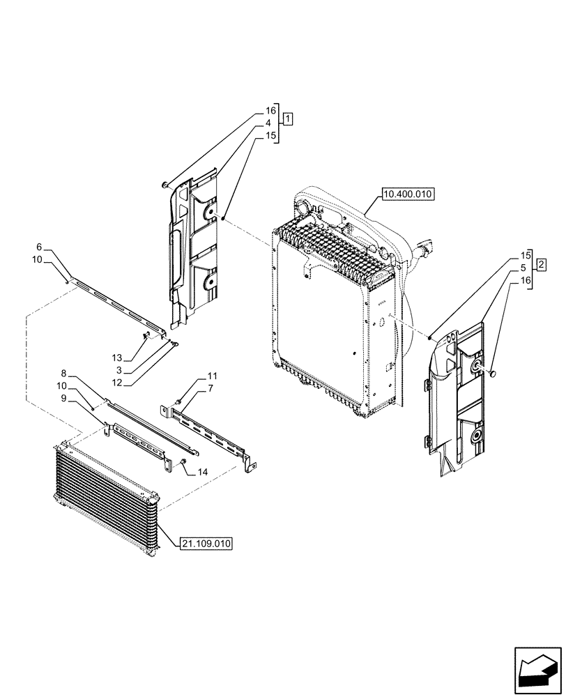 Схема запчастей Case IH FARMALL 120U - (10.400.050) - VAR - 337707, 758604 - RADIATOR FAN SHROUD, SUPPORT (10) - ENGINE