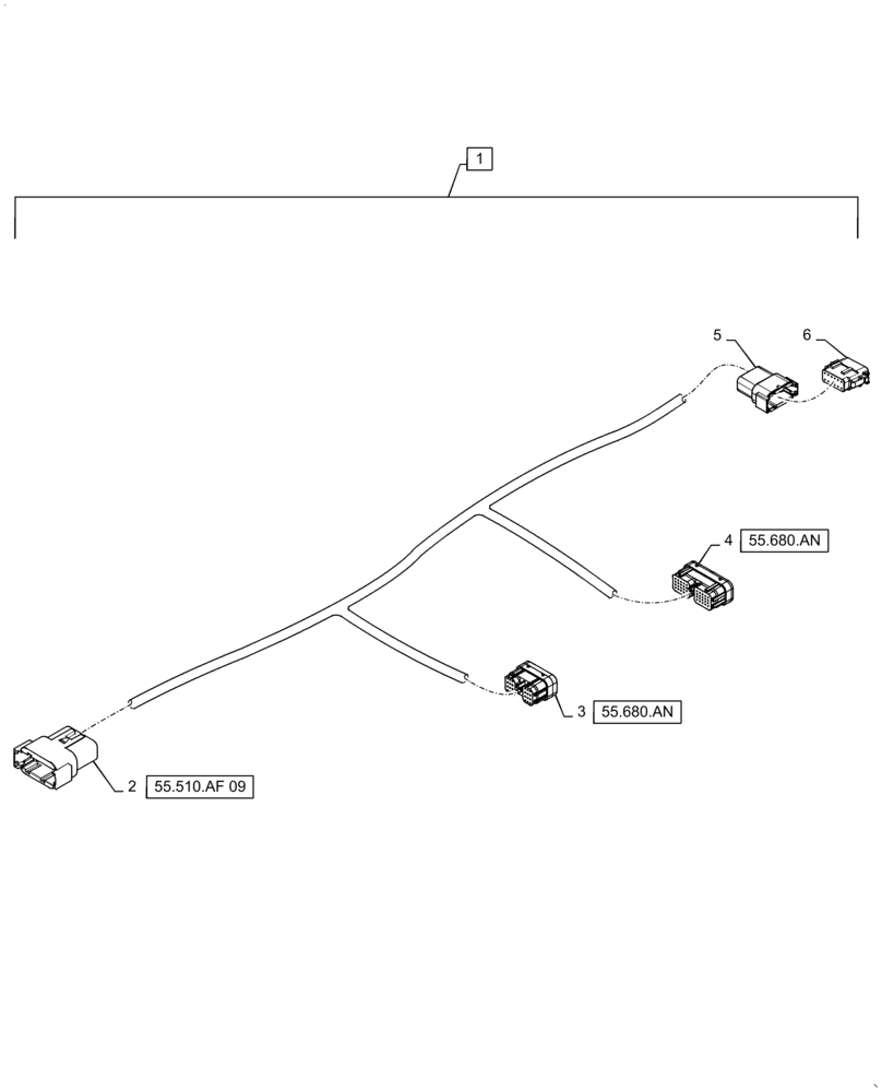 Схема запчастей Case IH STEIGER 540 - (55.680.AA[04]) - AUTOGUIDANCE CAB HARNESS, ASN ZFF308001 (55) - ELECTRICAL SYSTEMS