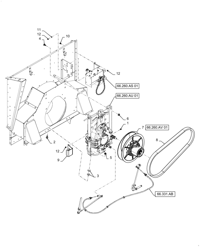 Схема запчастей Case IH 5140 - (66.260.AA[01]) - GEARBOX, ROTOR, MOUNTING PARTS (66) - THRESHING