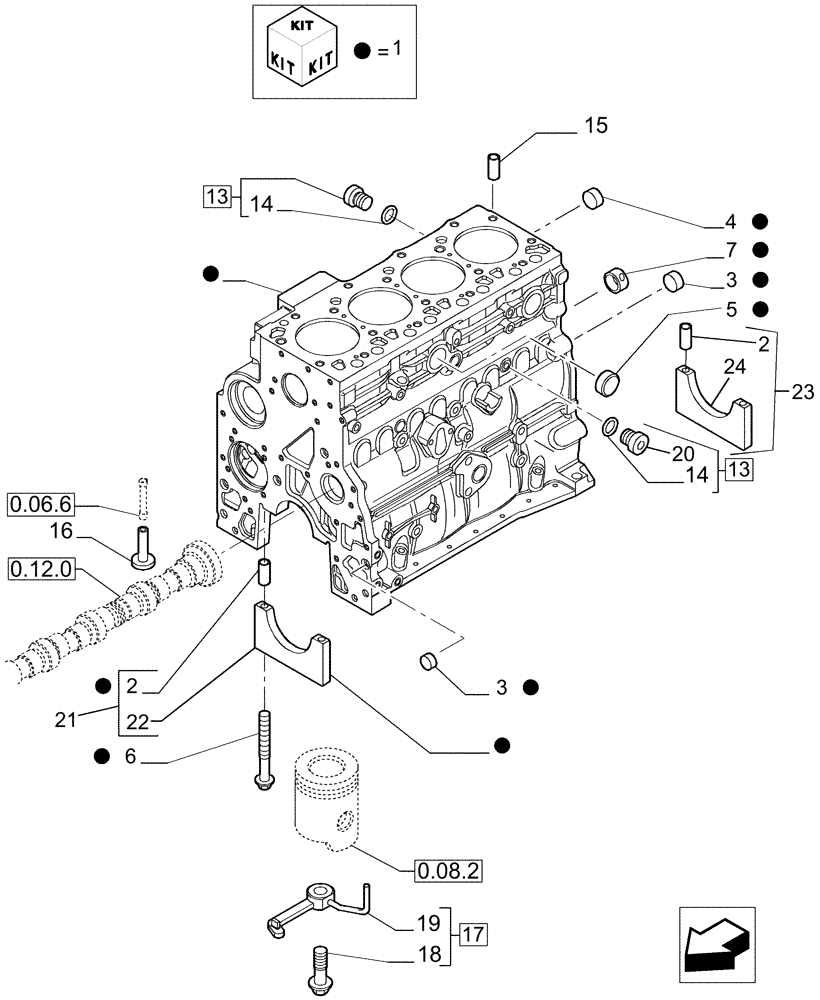 Схема запчастей Case IH P70 - (0.04.0[01]) - CRANKCASE (02) - ENGINE