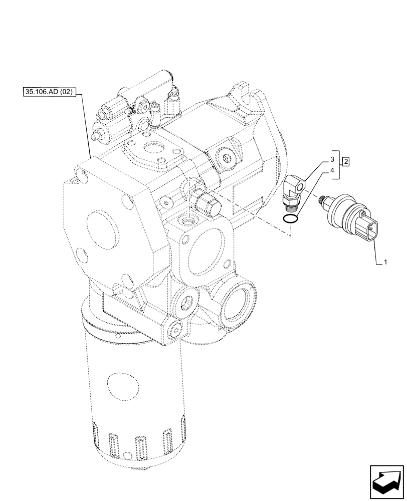 Схема запчастей Case IH PUMA 165 CVT - (55.036.AF[02]) - VAR - 391374, 391161, 758055, 758935 - HYDRAULIC, FLUID, FILTER, SENSOR (55) - ELECTRICAL SYSTEMS