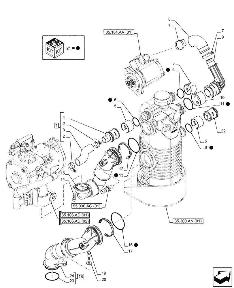 Схема запчастей Case IH PUMA 185 - (35.300.AJ[01]) - VAR - 391161, 758056 - OIL FILTER, LINE (35) - HYDRAULIC SYSTEMS