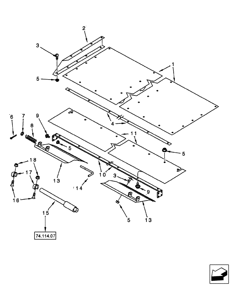 Схема запчастей Case IH 2577 - (74.140.11) - TAILINGS AUGER TROUGH PANEL AND GATE - MODELS WITH STRAW SPREADER (74) - CLEANING