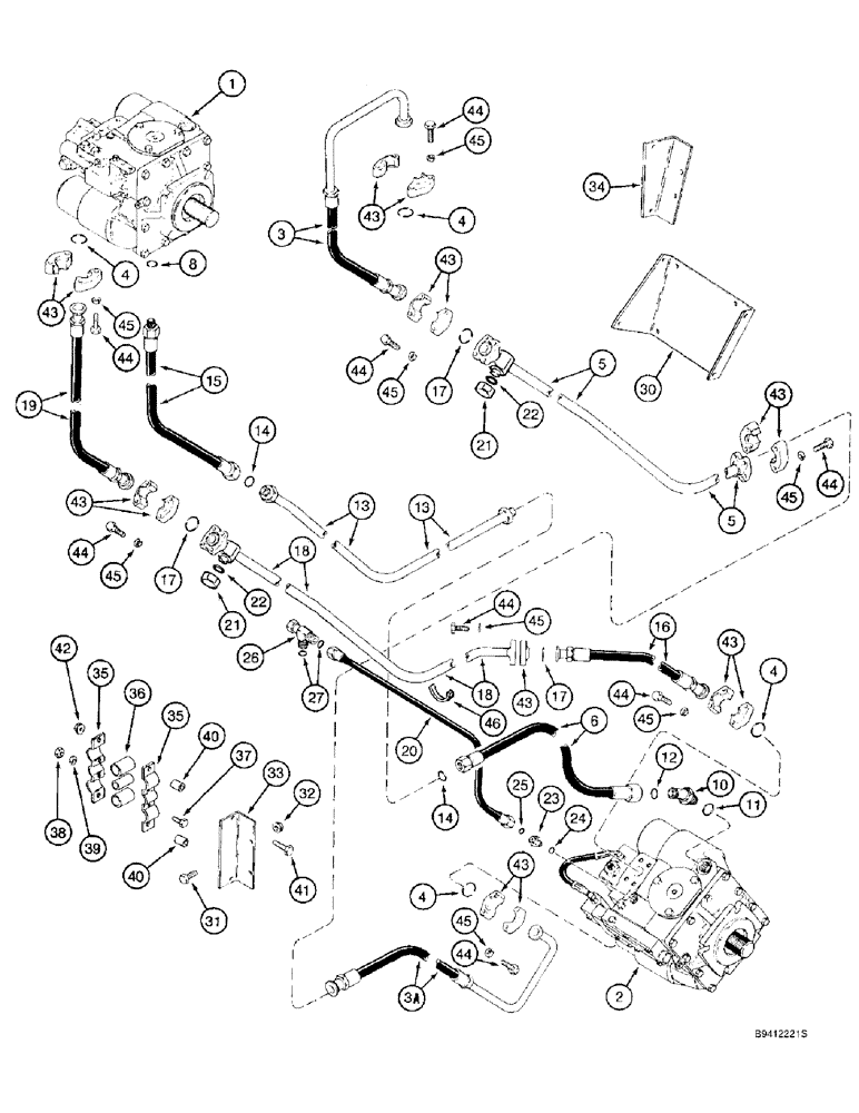 Схема запчастей Case IH 2188 - (6-12) - HYDROSTATIC PUMP AND MOTOR, 2-SPD MTR, W/O POWER GUIDE AXLE, CORN, GRAIN AND RICE, BEFORE JJC0193725 (03) - POWER TRAIN