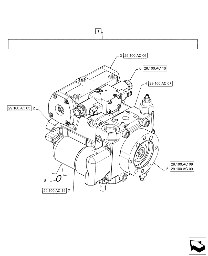 Схема запчастей Case IH PATRIOT 3240 - (29.100.AC[02]) - LH, 11T, HYDROSTATIC PUMP BREAKDOWN (29) - HYDROSTATIC DRIVE