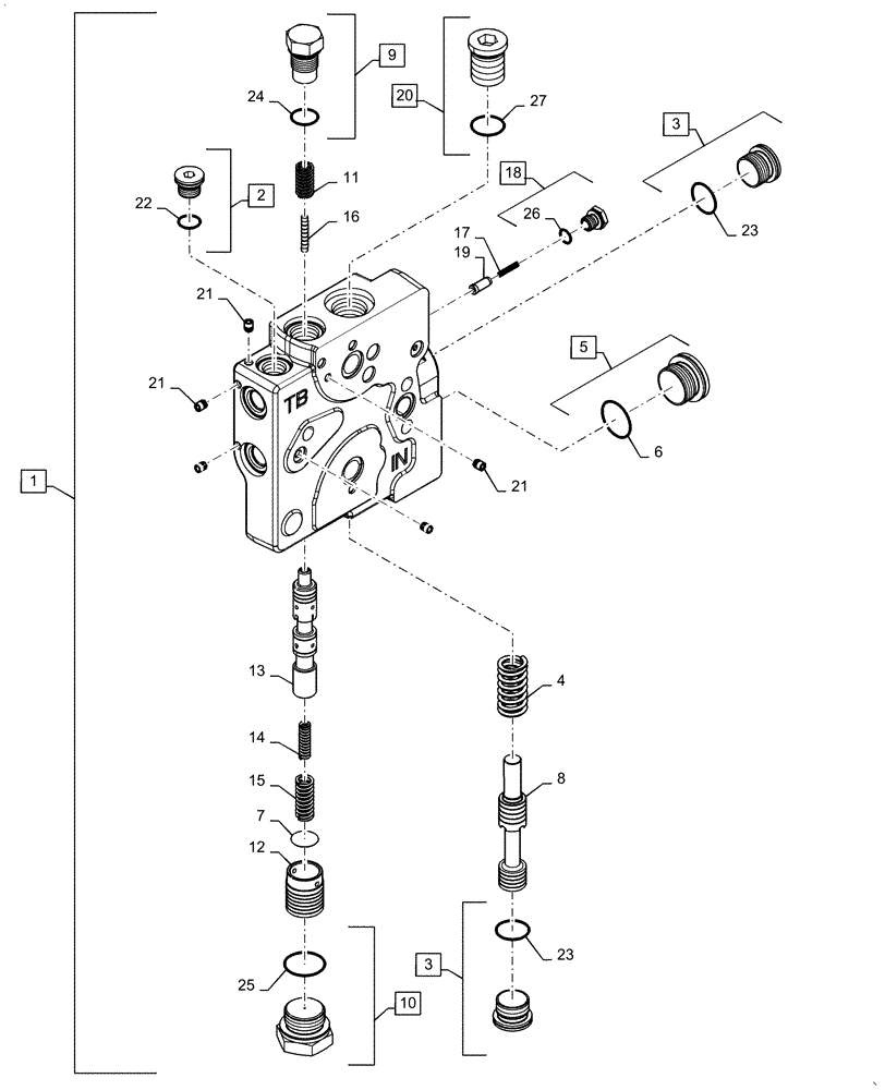 Схема запчастей Case IH MAGNUM 250 - (35.220.AM[05]) - TRAILER BRAKE VALVE / PRIORITY VALVE, CVT - ASN ZGRF01054 (35) - HYDRAULIC SYSTEMS