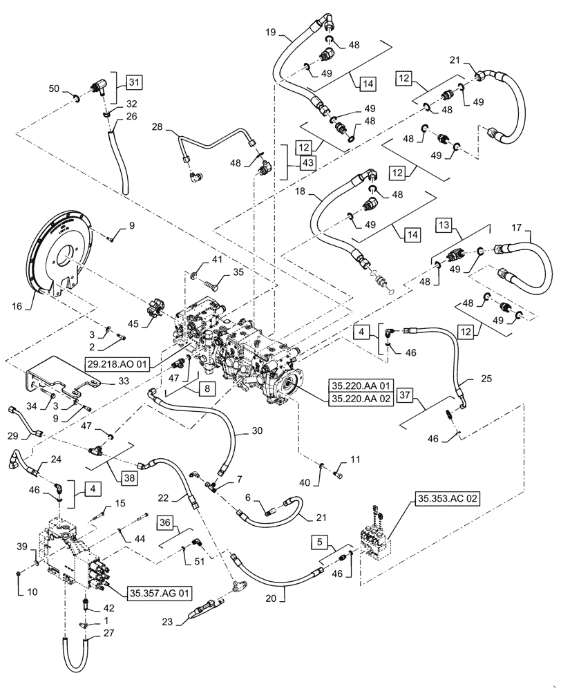 Схема запчастей Case IH SV300 - (29.204.AB[06]) - E-H, PUMP EHF, DRIVE, LINE, EH CONTROLS (SR250, SV300) (29) - HYDROSTATIC DRIVE