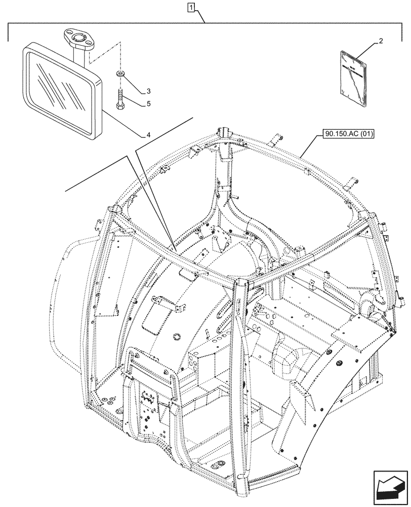 Схема запчастей Case IH MAXXUM 150 - (88.100.90[06]) - DIA KIT, REAR VIEW MIRROR, INTERNAL (88) - ACCESSORIES