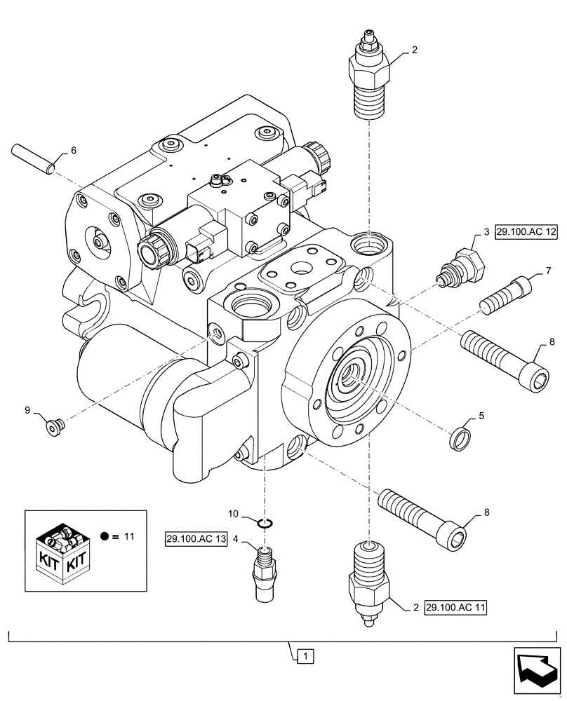 Схема запчастей Case IH PATRIOT 3240 - (29.100.AC[07]) - HYDROSTATIC PUMP, PORT PLATE WITH VALVES (29) - HYDROSTATIC DRIVE