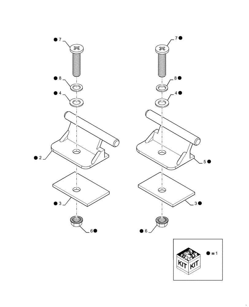 Схема запчастей Case IH 955 - (9F-03) - KIT HINGE CHEMICAL HOPPER (09) - CHASSIS/ATTACHMENTS