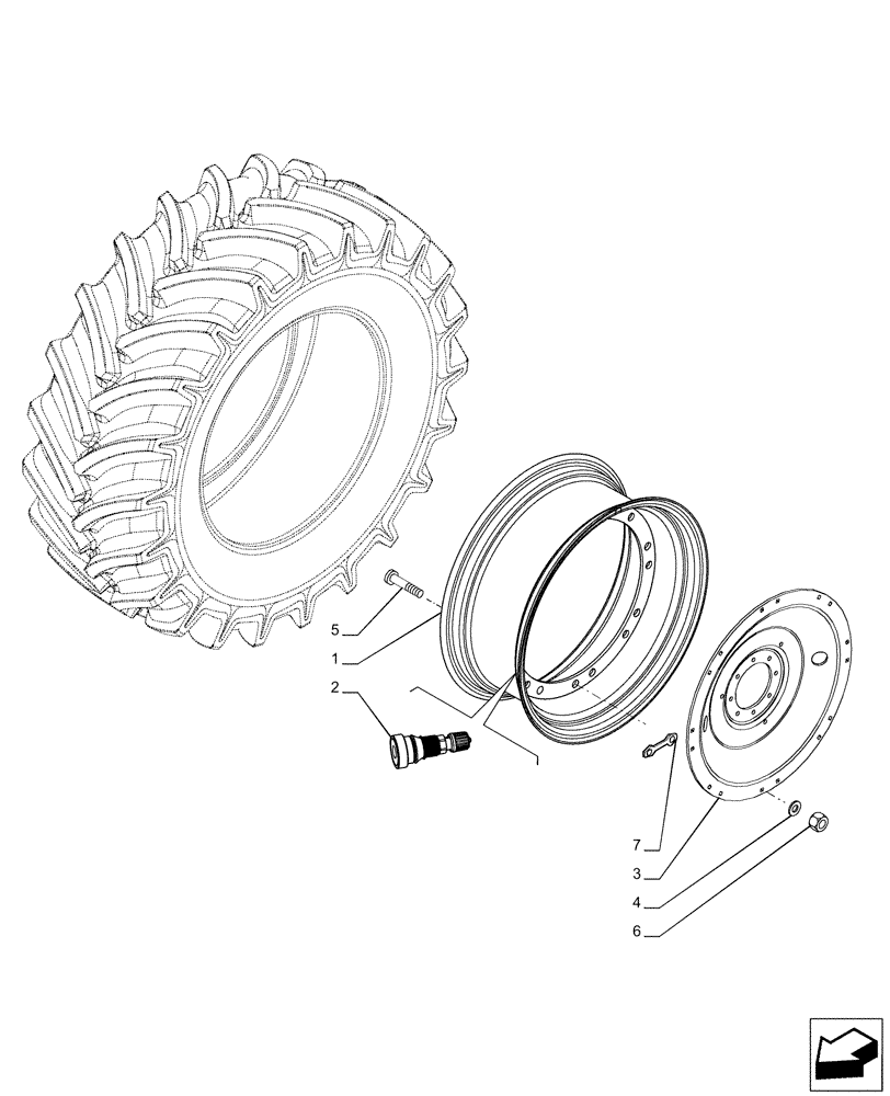 Схема запчастей Case IH PUMA 200 CVT - (44.520.AB[08]) - VAR - 8344404, 8461304 - REAR, WHEEL (DW10X54) (44) - WHEELS