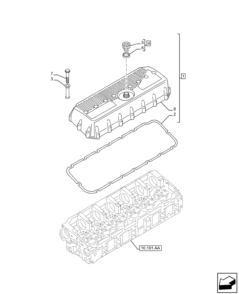 Схема запчастей Case IH F3CE9684A H001 - (10.101.AB) - CYLINDER HEAD - COVER (10) - ENGINE