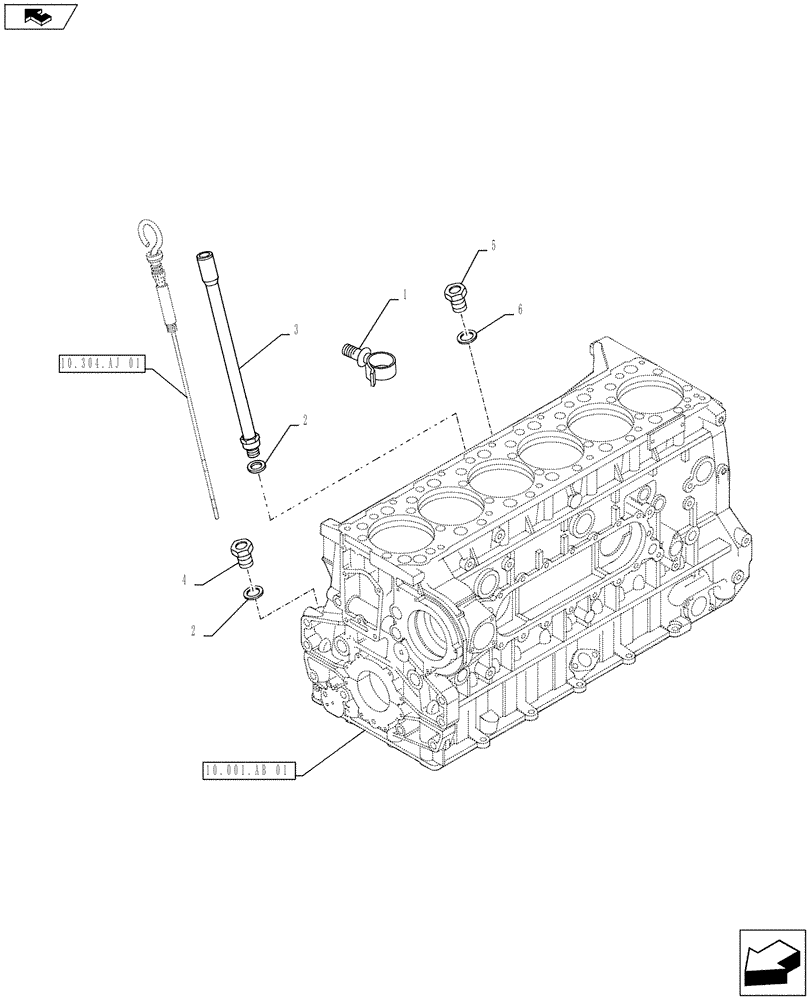 Схема запчастей Case IH F3CE9684A H001 - (10.304.AJ[02]) - SUPPORT TUBE - ENGINE OIL DIPSTICK (10) - ENGINE