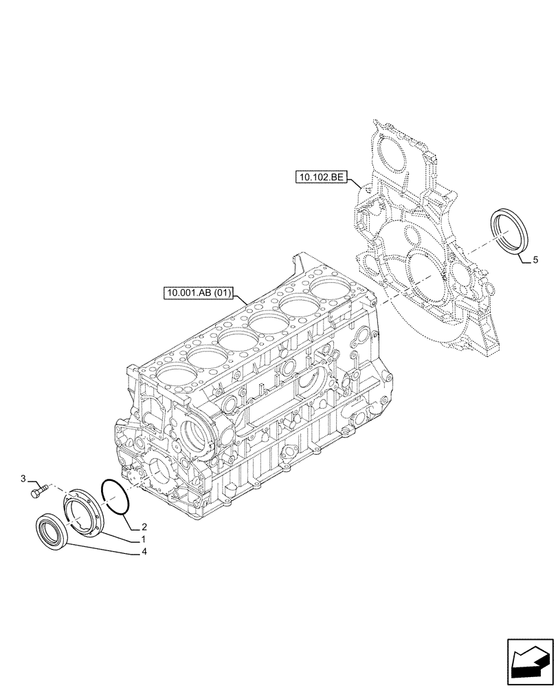 Схема запчастей Case IH F3BE9684B H001 - (10.102.AK) - ENGINE - BLOCK FRONT ENGINE COVER (10) - ENGINE