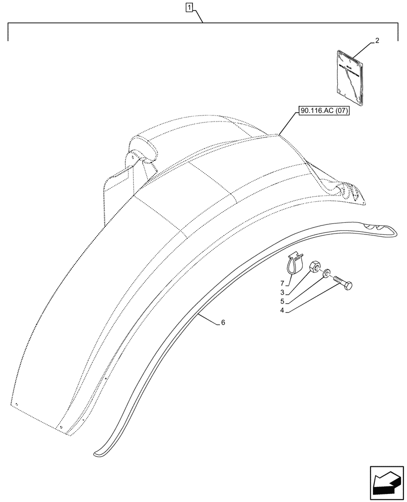 Схема запчастей Case IH MAXXUM 115 - (88.100.90[01]) - DIA KIT, FENDER EXTENSION, REAR (88) - ACCESSORIES