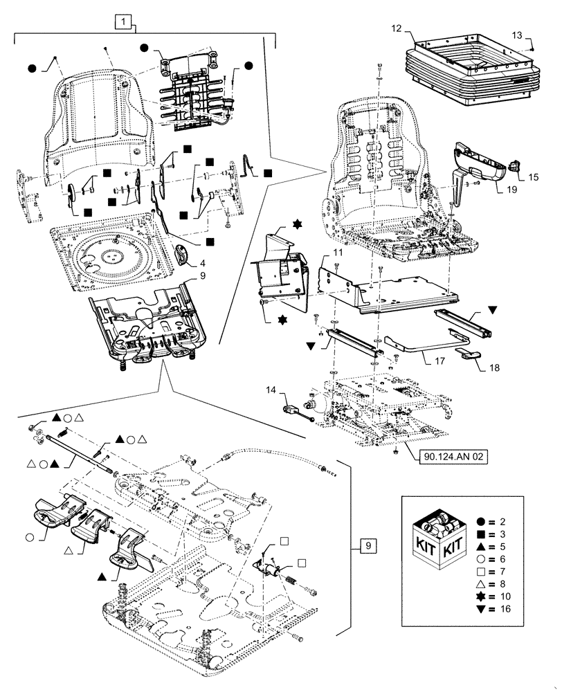 Схема запчастей Case IH 8240 - (90.120.BA[02]) - VAR - 425555, 425556 - SEAT BACK, SLIDE, BELLOWS, LEATHER (90) - PLATFORM, CAB, BODYWORK AND DECALS