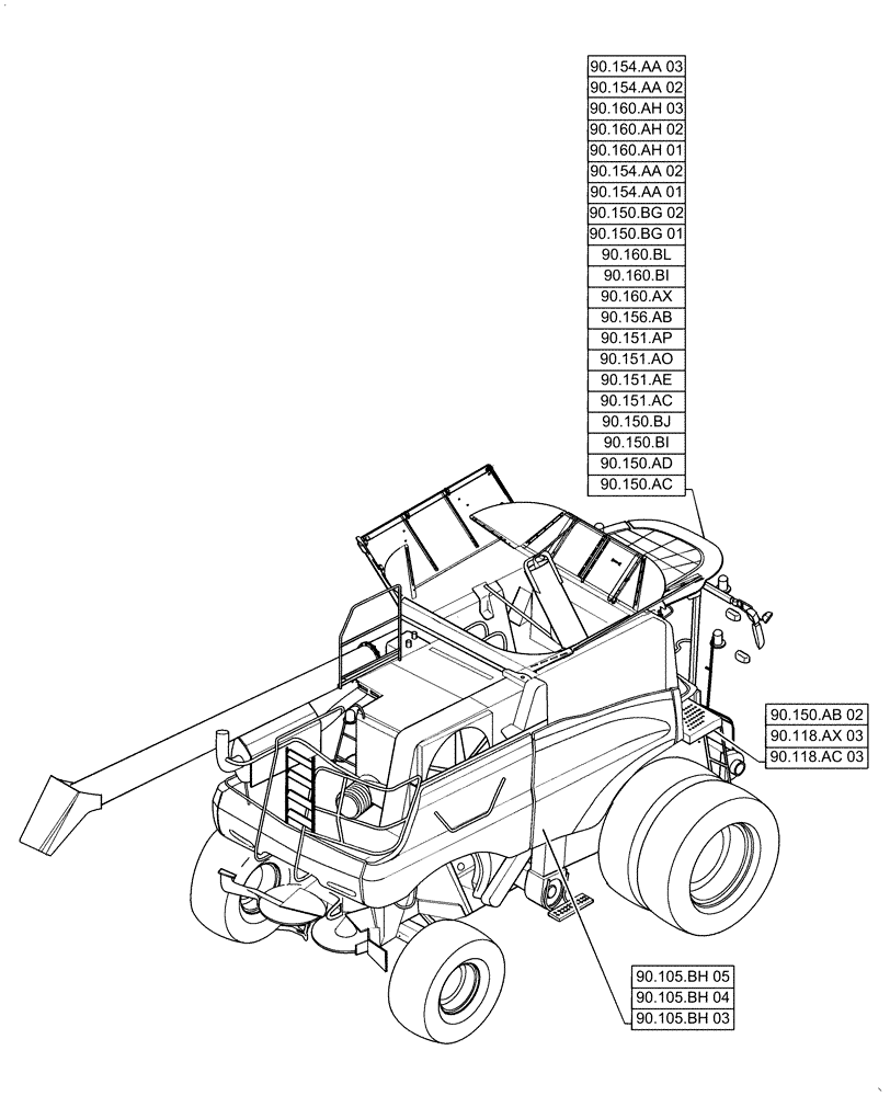 Схема запчастей Case IH 6140 - (00.000.90[02]) - PICTORIAL INDEX - PLATFORM, CAB, BODYWORK AND DECALS (00) - GENERAL & PICTORIAL INDEX