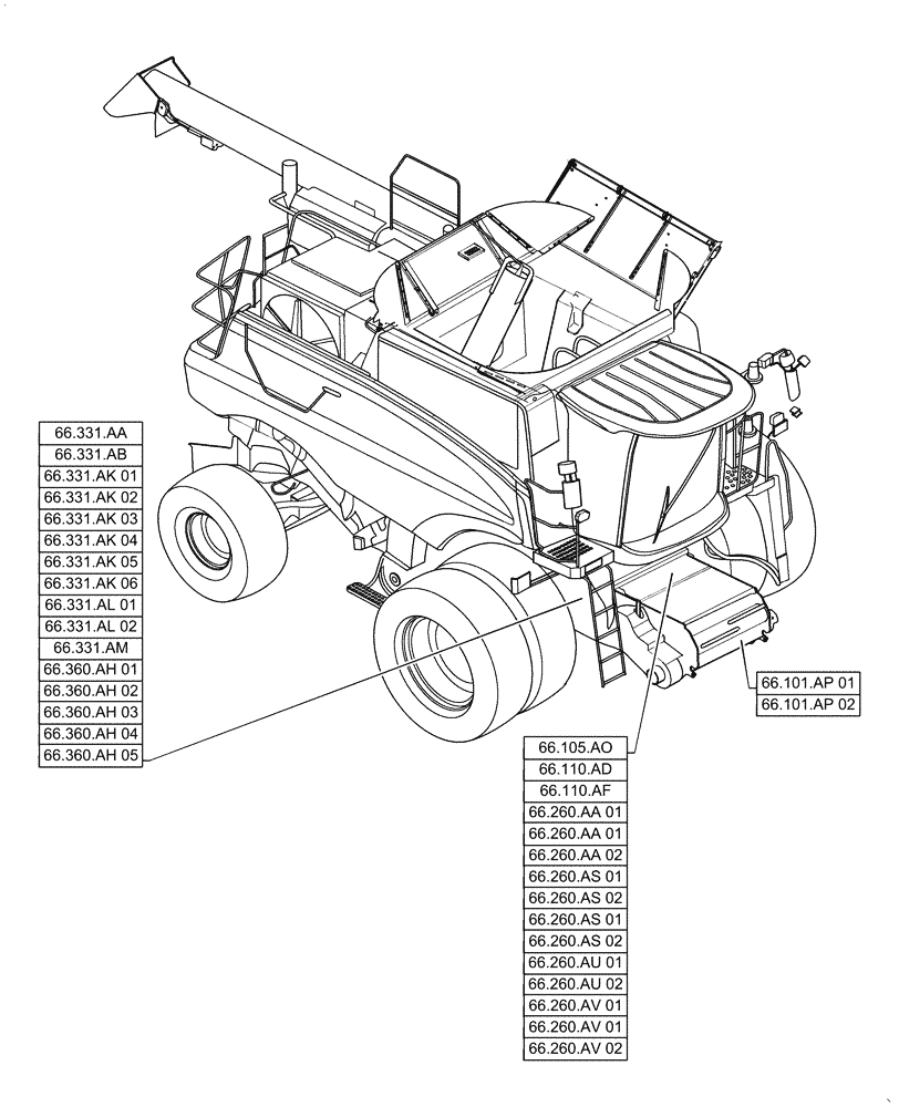Схема запчастей Case IH 6140 - (00.000.66) - PICTORIAL INDEX - THRESHING (00) - GENERAL & PICTORIAL INDEX