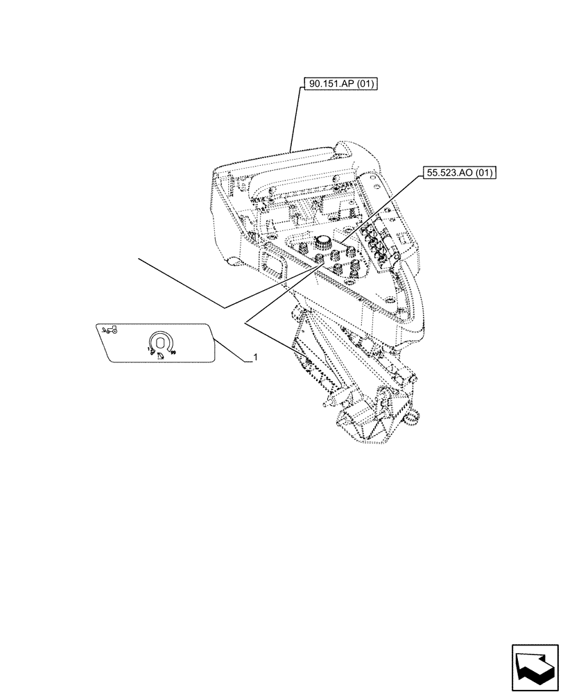 Схема запчастей Case IH PUMA 150 CVT - (90.108.AA[30]) - VAR - 758088, 758089, 758090, 758091, 758092, 758093, 758245, 758246, 758247 - DECAL, HYDRAULIC LIFT, FRONT (90) - PLATFORM, CAB, BODYWORK AND DECALS