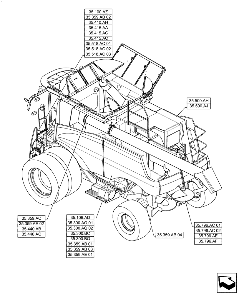 Схема запчастей Case IH 6140 - (00.000.35) - PICTORIAL INDEX - HYDRAULIC SYSTEMS (00) - GENERAL & PICTORIAL INDEX
