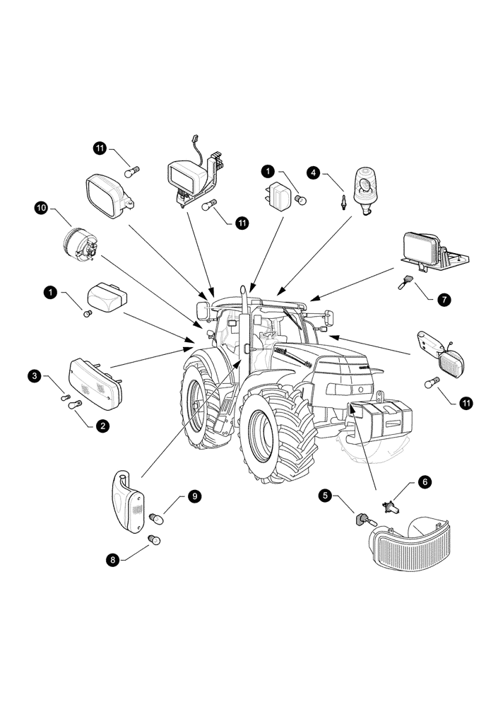 Схема запчастей Case IH MAXXUM 115 - (0.05.4[04]) - MAINTENANCE PARTS - BULBS (00) - GENERAL