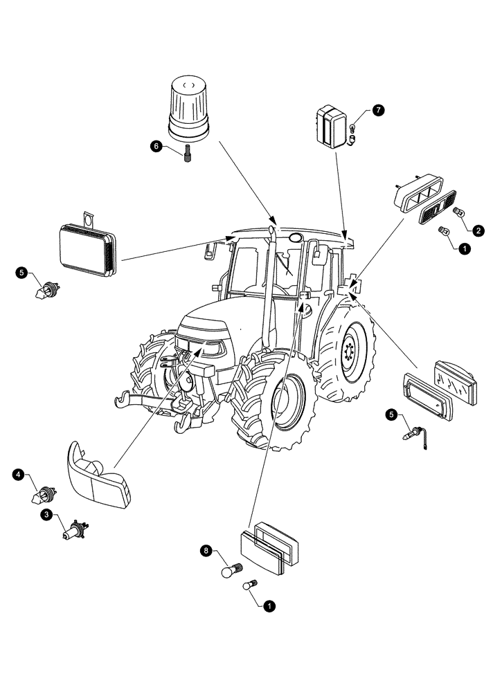 Схема запчастей Case IH MX150 - (00-40[04]) - MAINTENANCE PARTS - BULBS (00) - GENERAL & PICTORIAL INDEX