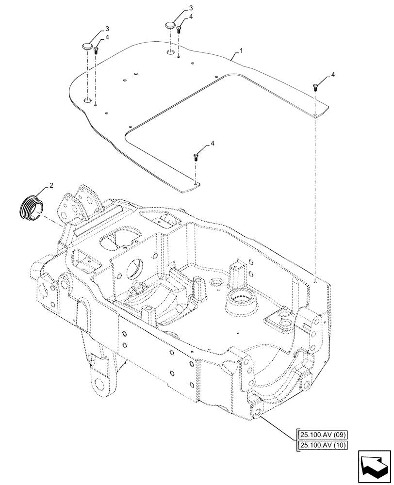 Схема запчастей Case IH PUMA 165 - (25.100.AV[11]) - FRONT AXLE SUPPORT, PLATE (25) - FRONT AXLE SYSTEM