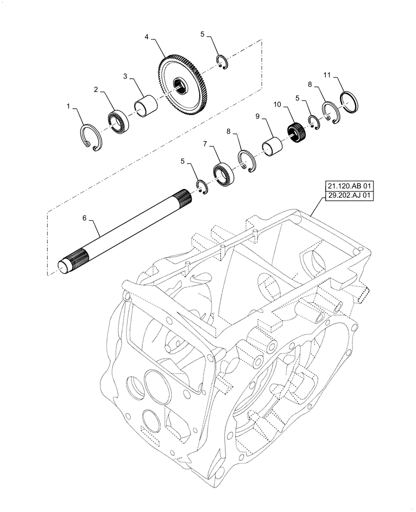 Схема запчастей Case IH FARMALL 35A - (31.201.AG[01]) - PTO DRIVE SHAFT (31) - IMPLEMENT POWER TAKE OFF