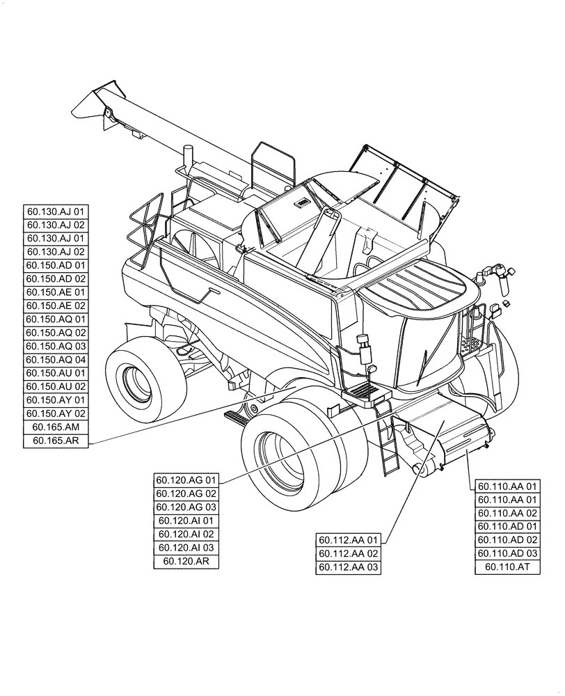 Схема запчастей Case IH 6140 - (00.000.60) - PICTORIAL INDEX - PRODUCT FEEDING (00) - GENERAL & PICTORIAL INDEX