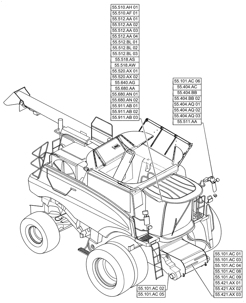 Схема запчастей Case IH 6140 - (00.000.55[01]) - PICTORIAL INDEX - ELECTRICAL SYSTEMS (00) - GENERAL & PICTORIAL INDEX