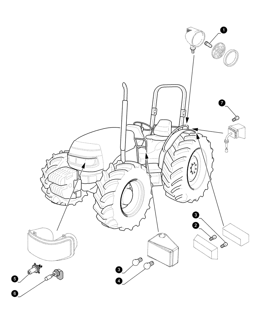 Схема запчастей Case IH JX80 - (0.05.4[04]) - MAINTENANCE PARTS - BULBS (00) - GENERAL