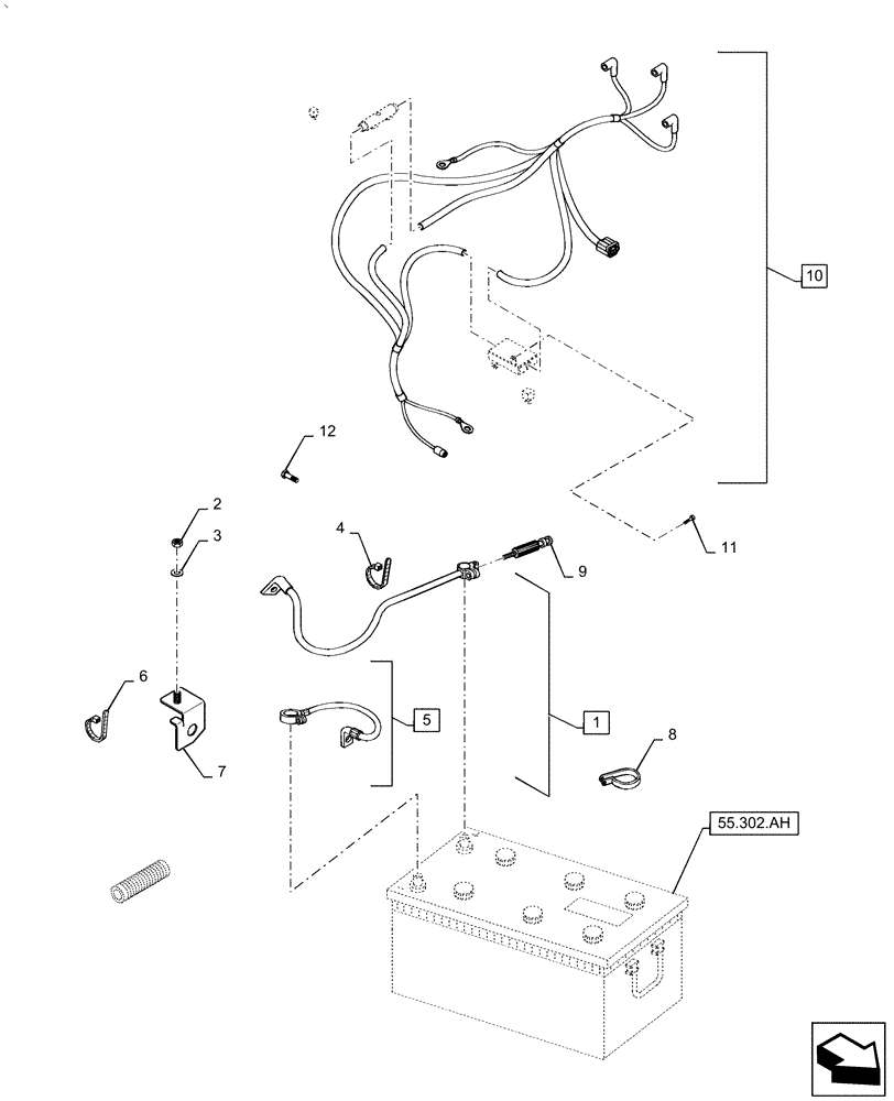 Схема запчастей Case IH PUMA1854 - (55.302.AV) - BATTERY - CABLES (55) - ELECTRICAL SYSTEMS
