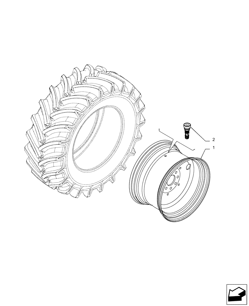 Схема запчастей Case IH PUMA 165 CVT - (44.520.AB[05]) - VAR - 8994901 - REAR, WHEEL (TW25BX42) (44) - WHEELS