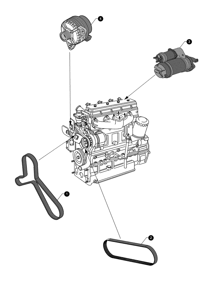 Схема запчастей Case IH MX120 - (00-40[02]) - MAINTENANCE PARTS - STARTER MOTOR, ALTERNATOR, BELTS (00) - PICTORIAL INDEX