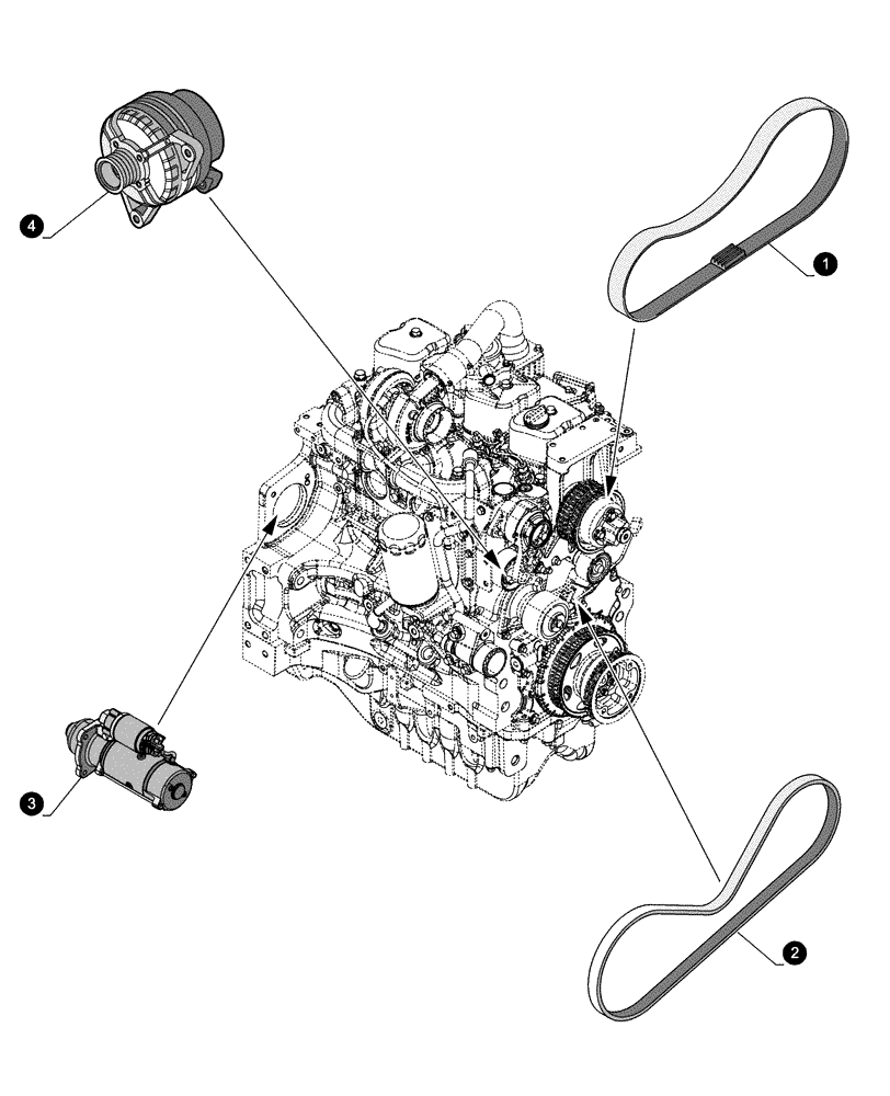 Схема запчастей Case IH PUMA 145 - (05.100.04[02]) - MAINTENANCE PARTS - STARTER MOTOR, ALTERNATOR, BELTS (05) - SERVICE & MAINTENANCE