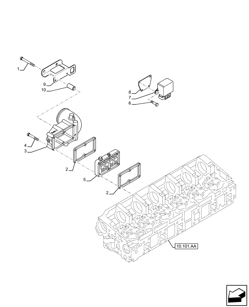 Схема запчастей Case IH F3CE9684A H001 - (10.254.AM) - MANIFOLD - INTAKE (10) - ENGINE