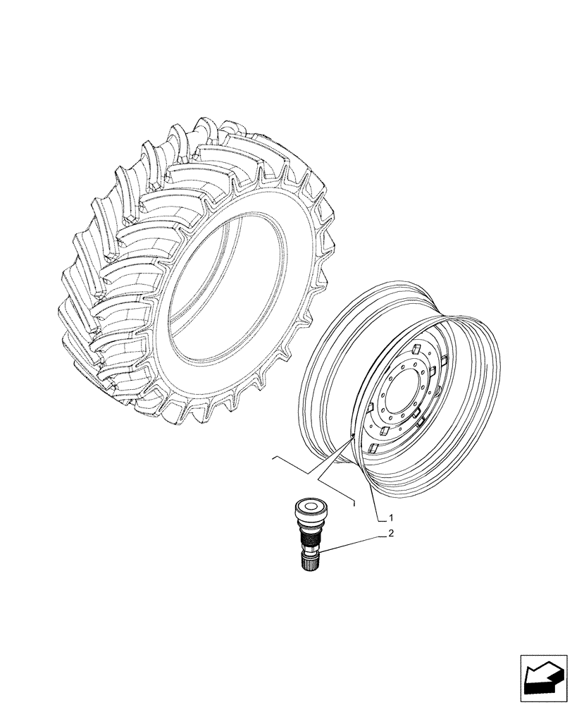 Схема запчастей Case IH PUMA 200 - (44.520.AB[03]) - VAR - 8953401, 8971401 - REAR, WHEEL (TW18LX42) (44) - WHEELS