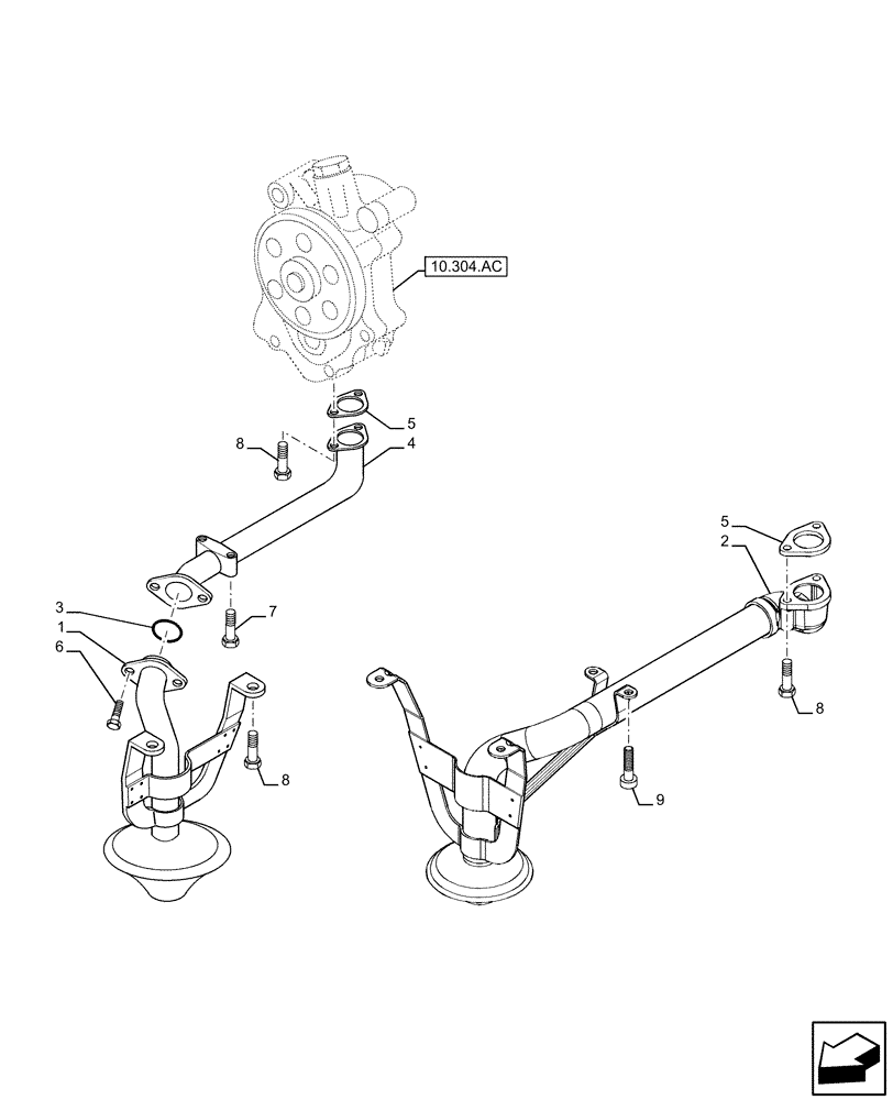 Схема запчастей Case IH F3BE9684B H001 - (10.304.AL) - ENGINE OIL - SUCTION TUBE (10) - ENGINE