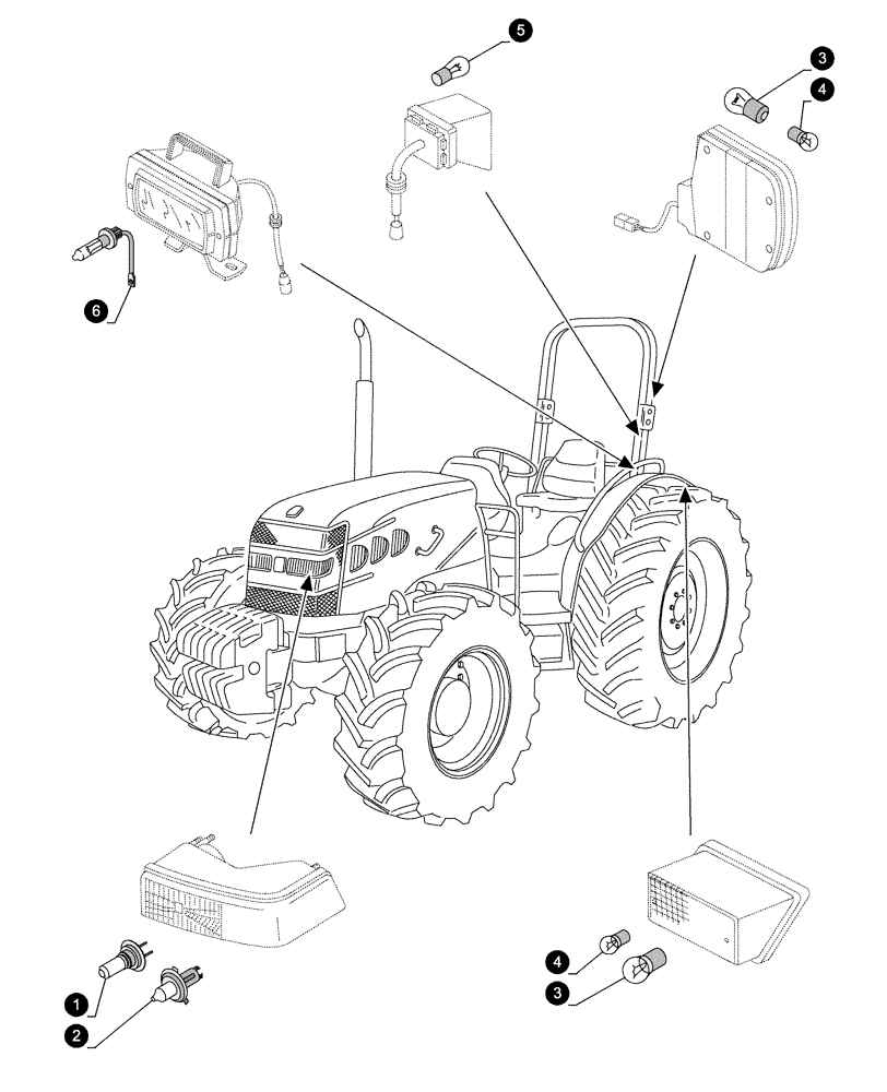 Схема запчастей Case IH FARMALL 105U - (0.05.4[04]) - MAINTENANCE PARTS - BULBS (00) - GENERAL