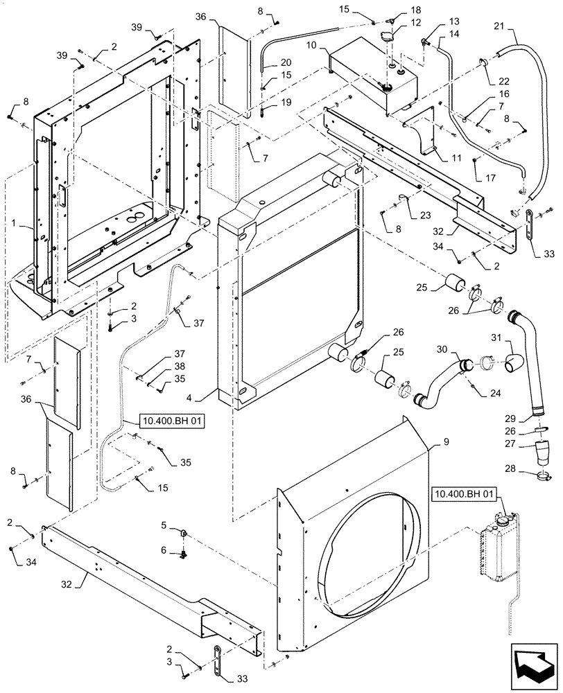 Схема запчастей Case IH PATRIOT 3240 - (10.400.BE[01]) - RADIATOR & RELATED PARTS (10) - ENGINE