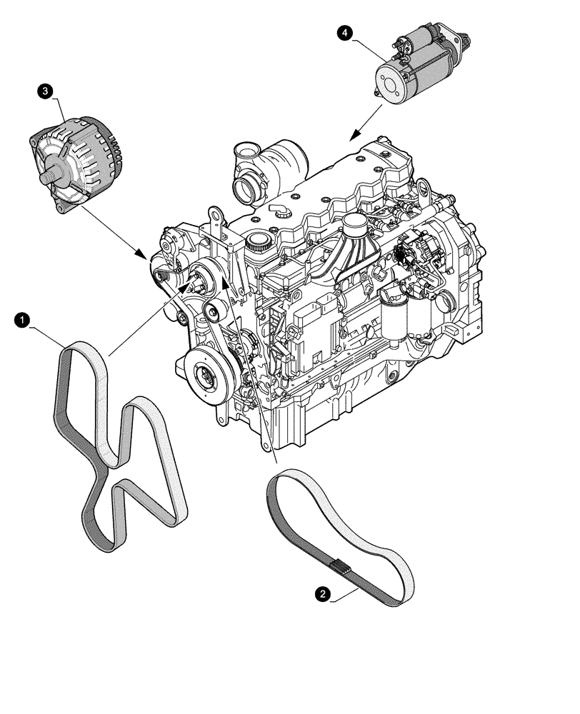 Схема запчастей Case IH PUMA 165 - (0.05.4[02]) - MAINTENANCE PARTS - STARTER MOTOR, ALTERNATOR, BELTS (00) - GENERAL