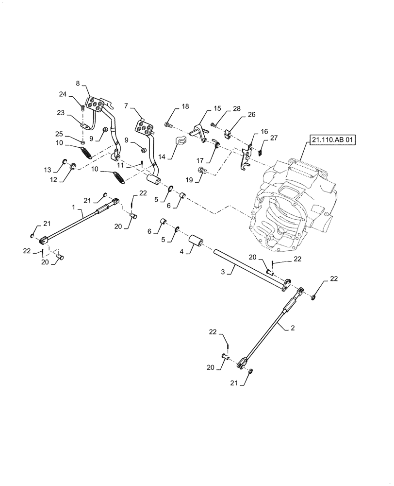 Схема запчастей Case IH FARMALL 35A - (33.120.AG[02]) - BRAKE PEDAL, HST (33) - BRAKES & CONTROLS