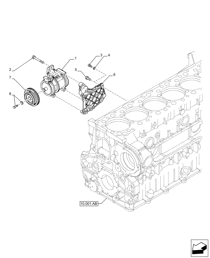 Схема запчастей Case IH F3BE9684A H001 - (50.200.AA) - AIR COMPRESSOR, SUPPORT (50) - CAB CLIMATE CONTROL