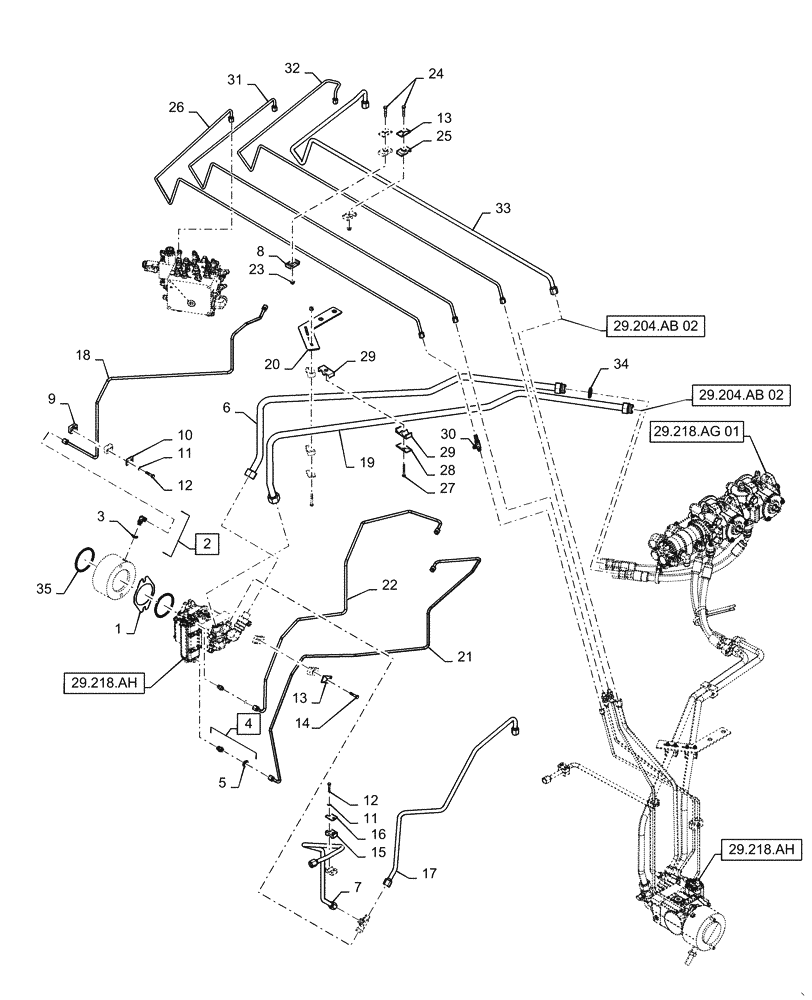 Схема запчастей Case IH WD1904 - (29.204.AB[03]) - DRIVE, HYDRAULIC SYSTEM, 6 CYLINDER, HIGH SPEED (29) - HYDROSTATIC DRIVE